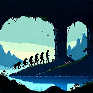 Abstract Pixel Art: Evolution Represented Through Negative Space With Image, Group