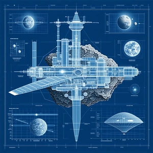 The Image Is A Blueprint Of A Space Station, Showcasing Various Components And Their Relationships
