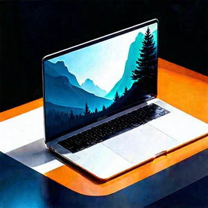 Laptop With Digital Artwork With Laptop Computer