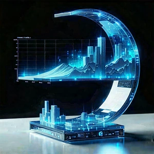 Financial Technology In (design:1.18) Studio With Large, Blue,
