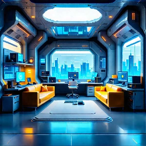 Futuristic Tech Startup Office With Futuristic Room,
