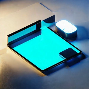 Tablet With Glowing Screen With Blue Light