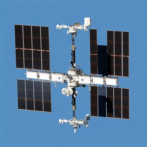 A Large Spacecraft With A White And Black Color Scheme