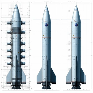 A Space Shuttle Is Shown In Three Different Stages Of Its Development
