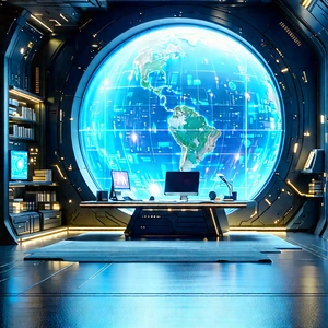 Futuristic tech startup office