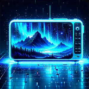 Entertainment Technology In (design:1.31) Studio With Futuristic, Blue