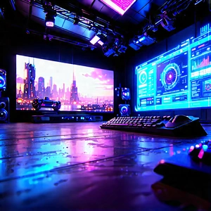 Entertainment Technology In Design Studio With Computer Keyboard