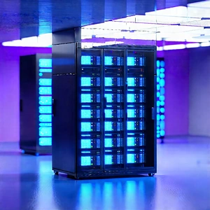 Server Rack With Holographic Projection With Large Black