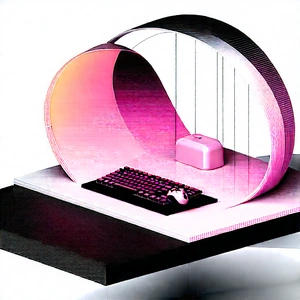 Futuristic (digital:1.39) Workspace With Computer Keyboard