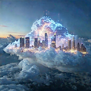 Cloud Computing Visualization With City Depicted