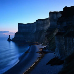 Nature Advertising Photography: Coastal Cliff During Night With Beautiful Beach