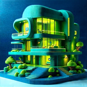 Futuristic Smart Home With Large, Colorful,