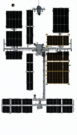 A Space Station Is Shown In A White And Black Image