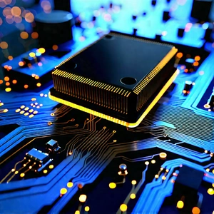 Close-up Of Electronic Circuit With Close-up Computer