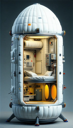 A Futuristic Spacecraft With A Bedroom-like Interior