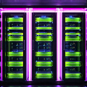 Server rack with neon accents