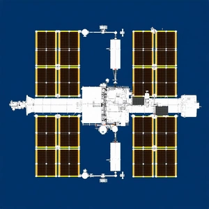 A Large Spacecraft With A Blue Background