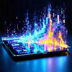 Tablet With Data Visualization With Cell Phone