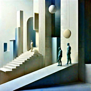 Abstract Matte Painting: Evolution represented through geometric shapes