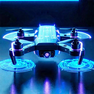 Drone With Holographic Display With Black Drone