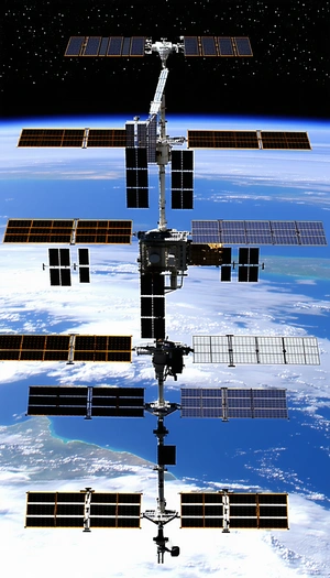 A Large Space Station With A Variety Of Different Sections And Components