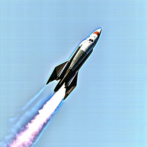 A Rocket Is Flying Through The Sky, Leaving A Trail Of Smoke Behind It