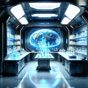 (futuristic:1.33) Research Laboratory With Image, There
