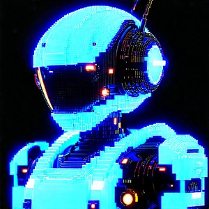 Robot with blue light glow