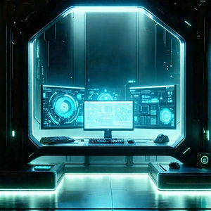 Futuristic digital workspace