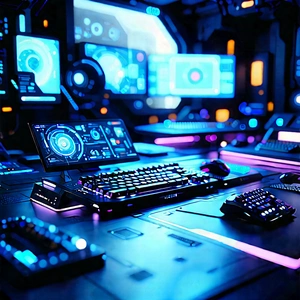 (futuristic:1.48) digital workspace