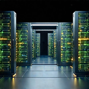 Server rack with data streams