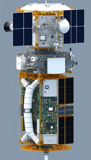 A Large, White, And Orange Spacecraft Is Shown In A 3d Model