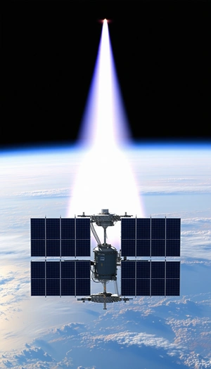 A Space Station With A Large Solar Panel On Its Side