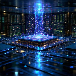Quantum Computer With Data Streams With Image, There