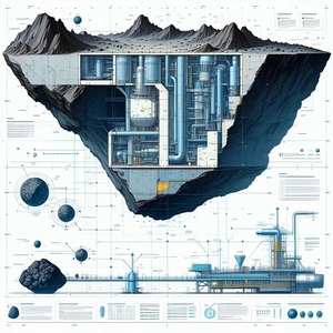 A Large, Detailed Drawing Of A Space Station Is Shown, With A Large Black Hole In The Center