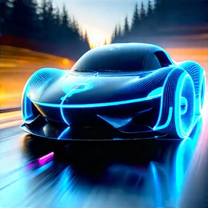 Innovative Electric Vehicle (design:1.37) With Futuristic Blue