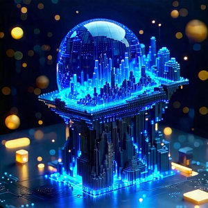 Artificial Intelligence Visualization With Futuristic Cityscape