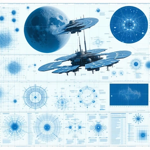 blue white drawing spacecraft
