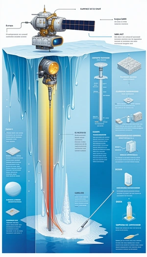 The Image Is A Poster That Features A Large Iceberg With A Bright Light Shining Through It