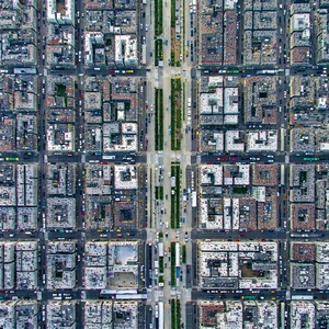 Urban Abstract Design: Aerial view of urban renewal area