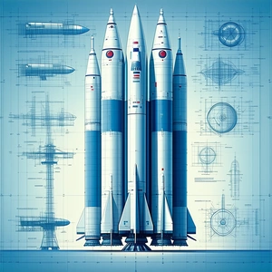 The Image Is A Blue And White Drawing Of A Space Shuttle, Showcasing Its Three Main Sections