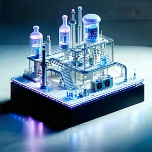 Futuristic Research Laboratory With Model Factory