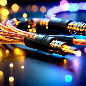 Close-up Of Fiber Optic Cables With Close-up Pair