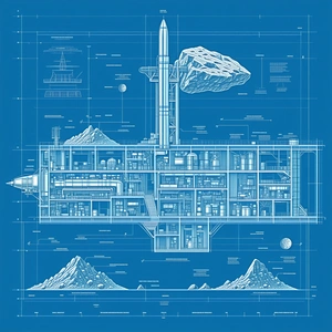 The Image Is A Blueprint Of A Futuristic Space Station