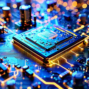 Close-up Of Electronic Circuit With Close-up Computer
