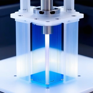blue light shining through clear