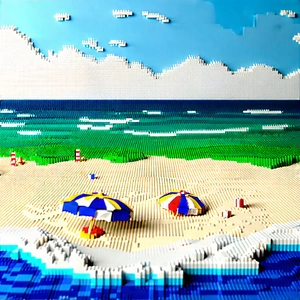 Lifestyle Voxel Art: Beach Day During Holiday Season With Creative Colorful