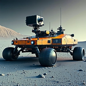 A Large Robotic Vehicle Is Parked On A Rocky Surface