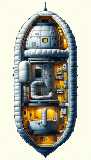 In The Image, There Is A Large White Spacecraft With A Hollowed-out Interior