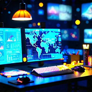 Futuristic digital workspace